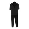 Herren-Trainingsanzüge, Smoking-Anzug für Herren, Sommer, atmungsaktiv, zweiteilig, Volumen-Hemd, kurz, sechs Knöpfe