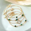 Pulseiras com círculo geométrico verde para mulheres pulseira colorida corrente moda joias presente R230614