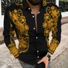 Men's Casual Shirts Autumn Winter Men's Long Shirt Single-Breasted Lapel 3D Latest Casual Daily Retro Pattern Theme Male Top shirt Button Cardigan 230613