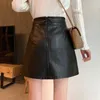 Gonne DEEPTOWN Gonna in pelle Donna Moda coreana Vita alta A-line Slim Split Zipper Vintage Sexy Mini Autunno Streetwear