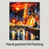 Vibrant Oil Painting Street Landscape Amsterdams Magic Handmade Canvas Art Contemporary Loft Decor