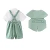 Kläder sätter vår barns set baby boy girl gentleman kostym pojkar grön festival födelsedagsfest kläder butik klänning 230617