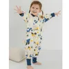 Спальные мешки для детской сумки для сна разделительные ноги носимое одеяло с длинным рукавом новорожденного хлопка для младенца пижамы R230614