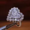 Anello a forma di cuore Colore argento reale AAAAA cz Fedi nuziali di fidanzamento per le donne Regalo di gioielli per feste da sposa