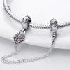 Argent sterling 925 pour pandora charmes authentique perle pendentif femmes bracelets perles couleur fleur chaîne de sécurité