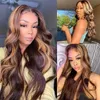 Hd Body Wave Highlight Lace Front Human Hair Wigs for Women Frontal Wig Pre Plucked Honey Blonde Colored Synthetic Wigs3rhb