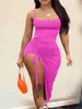 Plus la taille Robes LW Taille Femmes Cordon Cuisse Slit Cami Robe Sexy Sans Manches Moulante Slim Beach Club Party Sling Dres 230613