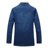 Men's Suits Mens Denim Blazer Men Fashion Cotton Vintage Suit Outerwear Male Blue Coat Jacket Slim Fit Jeans Blazers Top