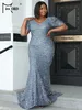 Robes grande taille Missord L 4XL Taille Robe Big Bow Sequins Prom Soirée Sexy et Confortable 230613