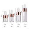 Perfume Bottle 203050 Pcs Mini Dropper Bottles Essential Oil Aromatherapy with Rose Gold Cap Reagent Pipettes 1ml 2ml 3ml 5ml 230614