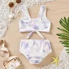 Clothing Sets Toddler Baby Girls Swimwear Kids Summer Strap Tie-Dye Print Split Swimsuit Bikini Beach Wear Cute Children Clothes 2-4Y