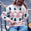 Vrouwen Truien BKLD Vrouwen Lange Mouw Trui Tops Sneeuwpop Gedrukt Womens Kerstboom Trui 2023 Herfst Winter Casual Knit Jumper