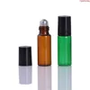 400pcs Refillable 5ml ROLL ON GLASS BOTTLES ESSENTIAL OIL Steel Metal Roller ball fragrance PERFUMEshipping Wusjf