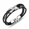 Charm Armbanden Punk Lucky Eight Armband Mannen Sieraden Lederen Armbanden Voor Vrouwen Mode Liefde Navigatie Geschenken #280080