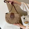 Factory wholesale women handbag summer wovens beach bag semi-circular summers fashion straw bags handmade hollow womenes messenger handbags