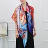 Scarves Fashion 110cm Women Large Shawl Headband Sunscreen Bandana 2023 Designer Silk Scarf Square Wrap Hijabs Headscarf Foulard