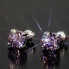 تم تمرير Diamond اجتاز Men Men Ornors 925 Sterling Silver 1Ct 2Ct Bling Purple Moissanite Earrings Studs Nice Gift