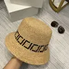 Hombres Diseñadores Sombreros de cubo Moda Fedora Marca de lujo Sombrero de paja Mujeres Casual Trendy Full F Letras Hierba Trenza Gorras Sombrilla de verano Sombreros para el sol