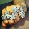 Big Flower 925 Sterling Silver Ring Oval AAAAA CZ Stone Luxury Enguray Engagy Band Band Rings for Women Bridal Bridal Jewelry