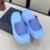 2023 Diamond Spring and Summer New Women's Slippers High Mercerized Fabric Hot Diamond Process Wedge 9cm Sandaler Outdoor Beach Shopping Fashion Slippers