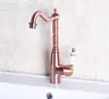 Kitchen Faucets Antique Red Copper 360 Swivel Spout Single Hole Deck Mount & Cold Tap Sink Faucet Mixer Lnf132