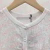 Long Sleeve Knits Shiny Sequin Short Cardigan for Women Fashion Designer Knitted Short Tees