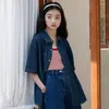 Women's Blouses Rimocy Korean Style Short Sleeve Denim Blouse Women Summer Button Up Jean Shirts Woman Vintage Pocket Loose T Ladies