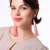 Dangle Oorbellen 2023 Verkoop Bohemen Lange Roze Katoenen Draad Kwastje Voor Vrouwen Mode Acryl Statement Gift Sieraden