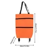 Paniers De Rangement 1pc Pliant Shopping Pull Cart Trolley Sac Avec Roues Sacs Pliables Réutilisable Épicerie Organisateur De Nourriture Légumes 230613