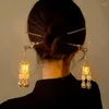 Hårklipp 2023 Pin Sticks LED Light Accessories For Women Kids Retro Lotus Flower Tassel Headpieces