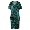Plus size Dresses Tropical Monstera Casual Dress Woman Jungle Night Leaves Vintage Holiday V Neck Street Wear Pattern Size 230613