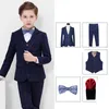 Clothing Sets Kids Boys White Blazer Vest Pants 3PCS Set Children Baptism Wedding Prom Suit Baby Boy Elegant Dress Teenager Party Costume 230613