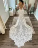 Плюс размер Boho свадебное платье с аппликациями кружевные русалки с длинными рукавами
