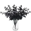Fleurs séchées 5 pièces/lot, branches d'eucalyptus noires artificielles, plantes pour décoration de maison d'automne, Arrangement floral de mariage
