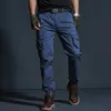 Мужские брюки Высококачественные хаки повседневные мужчины военные тактические бегуны с маскировкой грузовой многолетняя мода черная армия Брюки 230614