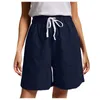 Women's Shorts Solid Casual Drawstring Frenulum Women's Fashion Pockets Pants Womens Tops Short Sleeve Women Athletic Long