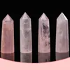 Doğal Pembe Kristal Kulesi Sanat Mineral Çakra Şifa Wandsreiki Enerji Taşı Altı taraflı Kare Noktası Sihirli Değnek Kaba Parlak Tmgla