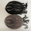 100% real Indian Virgin Menselijk Haar Haarstukje Wortel Afro Maïs Vlechten 1B # Natuurlijke Zwarte Kleur 8x10 toupetje Full Lace Unit voor Blackman