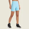 L-364 Kvinnor Ribbade Shorts High Rise Kort Yoga Casual Enfärgade Träningsbyxor Löptight Korta Byxor