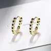 Stud Earrings Black / Green Zirconia For Women Round Ear Rings Korean Trend 2023 Fashion Jewelry Party Gift Girls Female