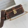 12a tamamen yeni ayna kaliteli tasarımcı mini papillon gövde çantaları 19cm bayan kahverengi tuval çanta lüks lüks zincir çanta crossbody omuz askısı kutusu çanta