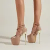 NXY Sandals New Patent Leather High Heels Women Sexy Platform Buckle Strap Pole Dancing Pumps Shoes Size 35-42 230511