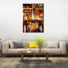 City Life Landscape Canvas Art Amsterdam Little Bridge Hand Painted Kinfe Painting for Hotel Wall Modern
