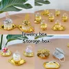Present Wrap 2st mini Cake Plate Stand med Clear Plastic Cover Gold Silver Rose Display Box Muffins Dome Tray Wedding Birthday