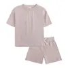 Clothing Sets Toddler Boys Girls Summer Sport Clothes Kids Solod Color Cotton Casual Crewneck Short Sleeve T-Shirt Shorts Children Outfits 230613