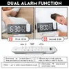 Floor Clocks FM Radio LED Digital Smart Alarm Clock Watch Table Electronic Desktop USB Wake Up with 180 Time Projection Snooze 230613