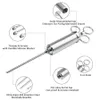 2オンスグリルマリネル調味料インジェクター3針付きステンレス鋼肉調理シリンジ注入洗浄ブラシ付きシリンジ注入
