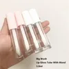 Vorratsflaschen 25 Stück transparente Lipgloss-Röhrchen mit großem Pinselstab, rosa, weiß, 6 ml Lipgloss-Röhrchen, kosmetischer flüssiger Lidschattenbehälter