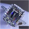 وسادة حلقة Solitaire Cut 3ct Lab Diamond 925 Sterling Sier Band Band Rings for Women Men Moissanite Party Jewelry Dr Dhzeo