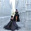 女の子のドレス長袖のページェント黒いハイ・ロー・マザーとドレスのティーンのためのドレスフォーマルパーティー聖なる共産ガウン